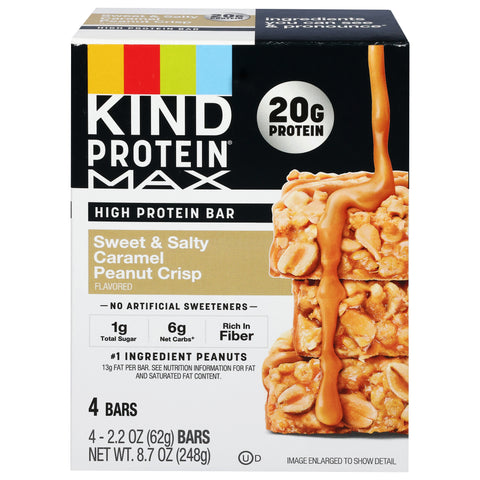 Kind Sweet & Salty Caramel Peanut Crisp Protein Bar 4 - 2.2 oz Bars - 6 Pack