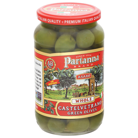 Partanna Whole Green Olives - 12 OZ 6 Pack