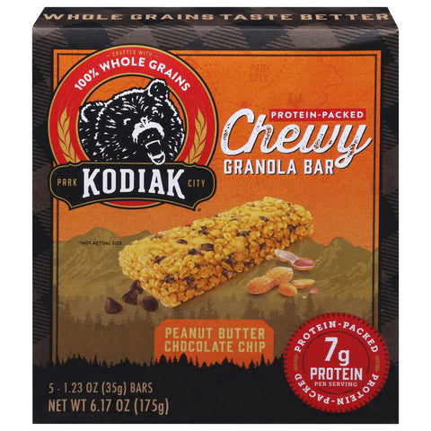 Kodiak Chewy Peanut Butter Chocolate Chip Granola Bars 5 - 1.23 oz Bars - 12 Pack
