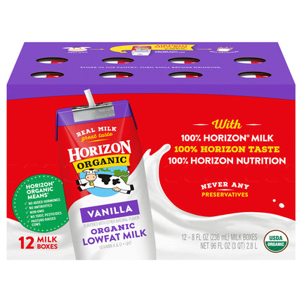 Horizon Organic Lowfat Vanilla Milk - 8 FZ 12 Pack