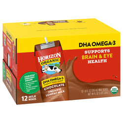 Horizon Organic 1% Lowfat Chocolate Milk UHT DHA Omega-3 - 8 FZ 12 Count