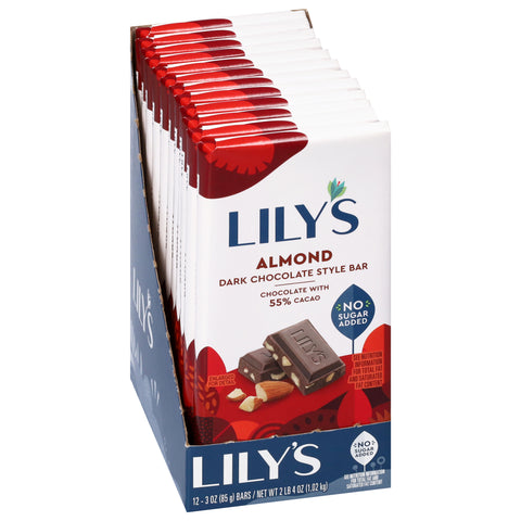Lily's Dark Chocolate Style Almond Bar 3 oz Bars - 12 Pack