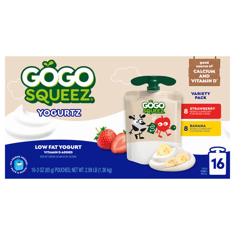 GoGo Squeez Variety Pack Yogurtz On The Go Family Size 16 - 3 oz Pouches - 2 Pack