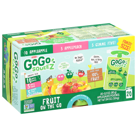 GoGo Squeez Applesauce Fruit on the Go Variety Pack 20-3.2 oz Pouches - 2 Pack