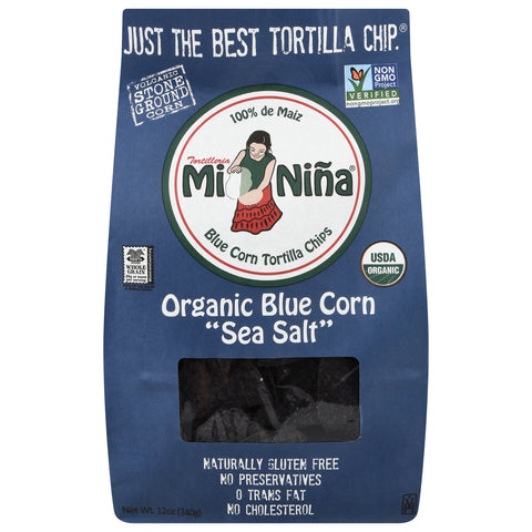 Mi Nina Organic Blue Corn Sea Salt Tortilla Chips - 12 Oz 9 Pack