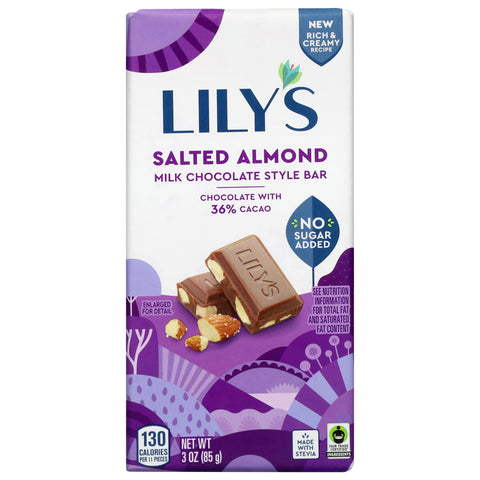 Lily's Milk Chocolate Style Salted Almond Bar 3 oz - 12 Pack