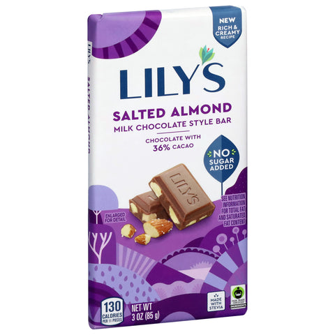 Lily's Milk Chocolate Style Salted Almond Bar 3 oz - 12 Pack