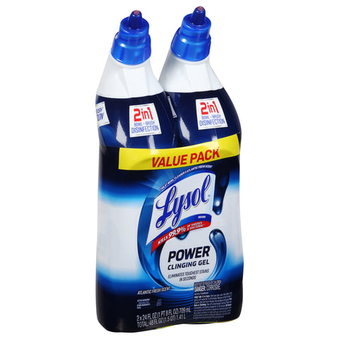 Lysol Power 2 in 1 Atlantic Fresh Scent Clinging Gel Value Pack 2