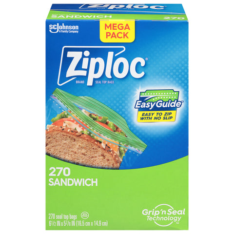 Ziploc Seal Top Sandwich Bags Mega Pack 270 Bags - 9 Pack