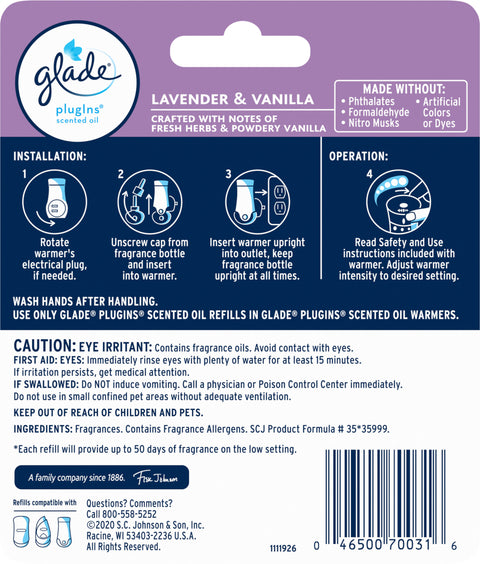 Glade Plug In Lavender Vanilla Twin Pack 1.34 FZ