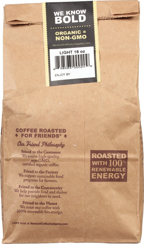 Vermont Coffee Company Organic Light Whole Bean Coffee 16 oz
