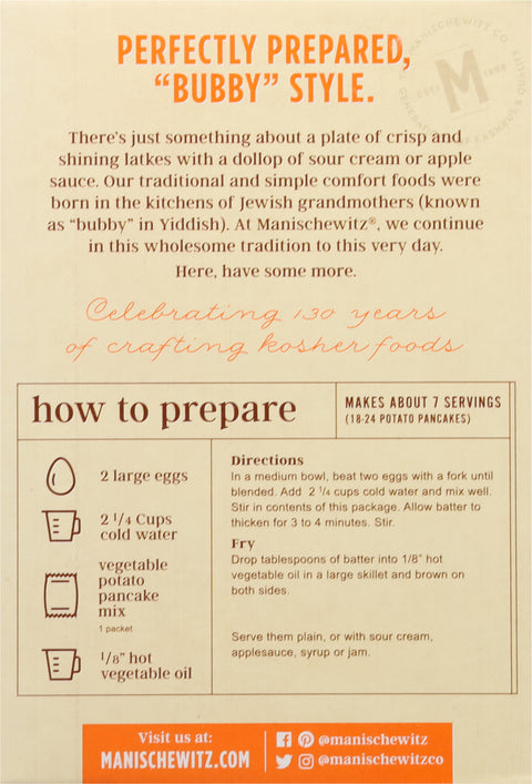Manischewitz Veggie Potato Pancake Mix 6 OZ