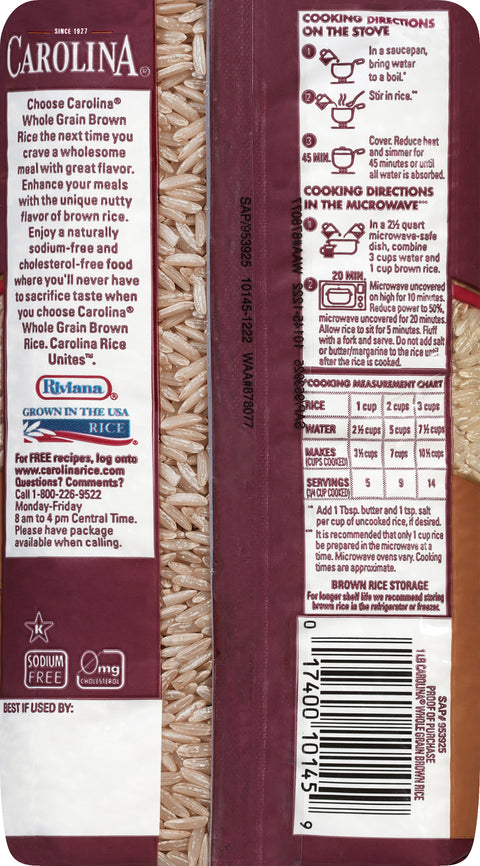 Carolina Rice Whole Grain Brown 16 OZ