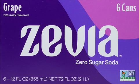 Zevia Zero Sugar Grape Soda  72 FZ