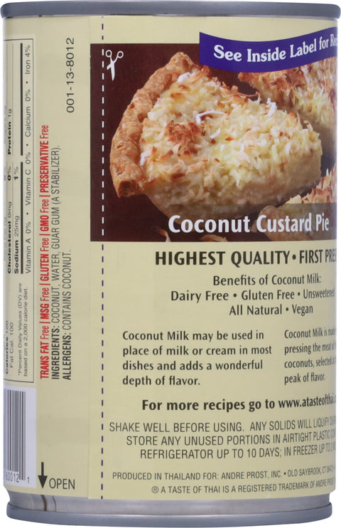 Taste Of Thai Unsweetened Milk Coconut 13.5 FZ