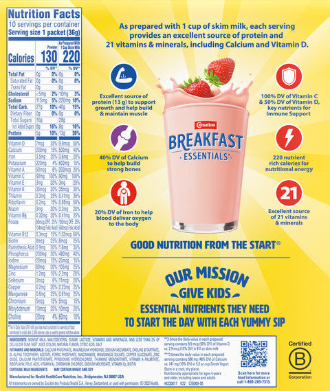 Carnation Drink Mix Instant Breakfast Strawberry 12.6 OZ