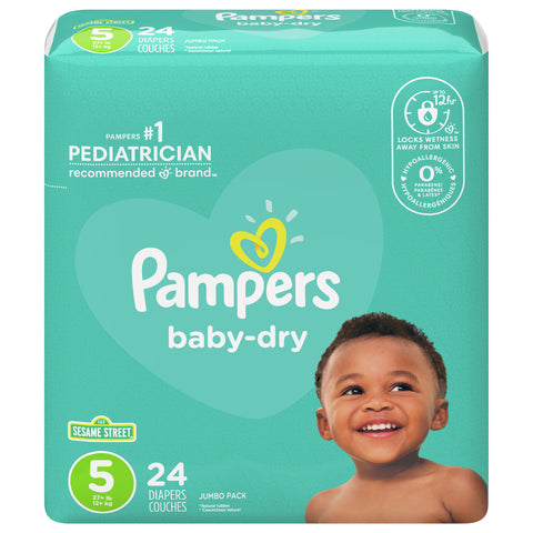 Pampers Diapers Baby Dry Jumbo Size 5 24 CT