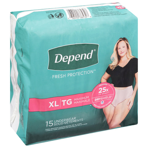 Depend Fit-Flex Underwear For Women Extra Large Maximum Absorbency 15 CT