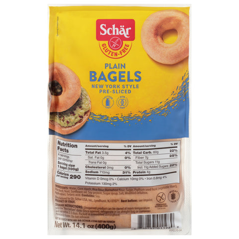 Schar Gluten-Free Pre-Sliced New York Style Plain Bagels 14.1 oz