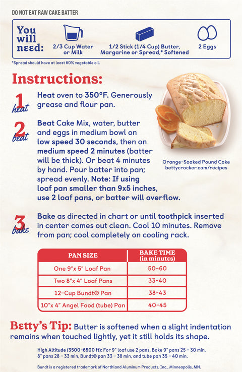 Betty Crocker Mix Cake Pound 16 OZ