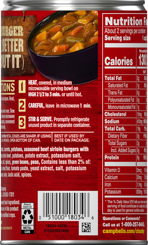 Campbell's Chunky Healthy Request Soup Sirloin Burger 18.8 OZ