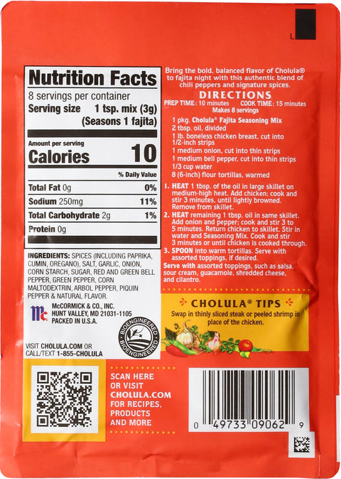 Cholula Medium Original Fajita Seasoning Mix 0.87 oz