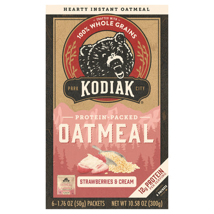 Kodiak Oatmeal Instant Protein Strawberries and Cream - 10.58 OZ 6 Pack
