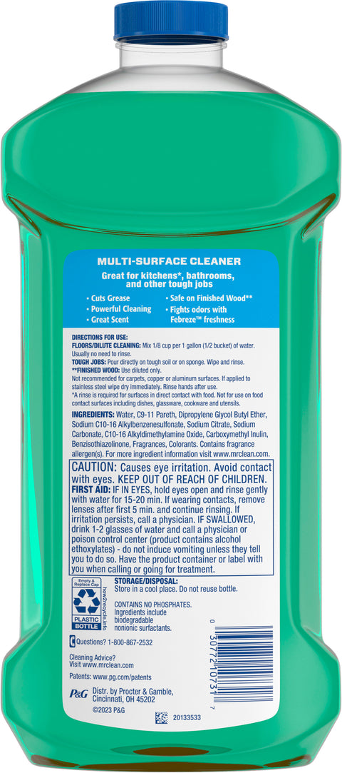 Mr. Clean 2X Concentrated Multi Surface Cleaner with Febreze Meadows & Rain Scent, 41 fl oz