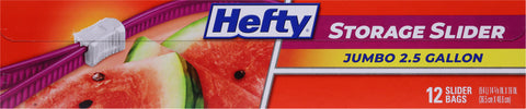 Hefty Slider Food Storage 2.5 Gallon Bag 12 CT