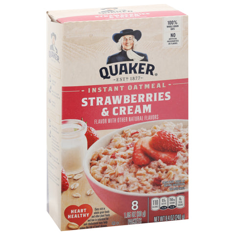 Quaker Strawberries & Cream Instant Oatmeal 8.4 OZ
