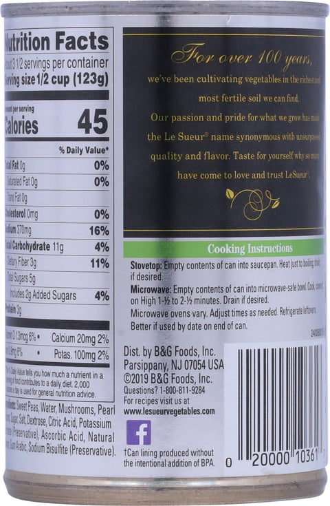 Le Sueur Very Young Small Sweet Peas With Mushrooms & Pearl Onions 15 OZ