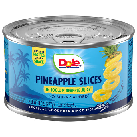 Dole Pineapple Slices In 100% Juice 8 OZ