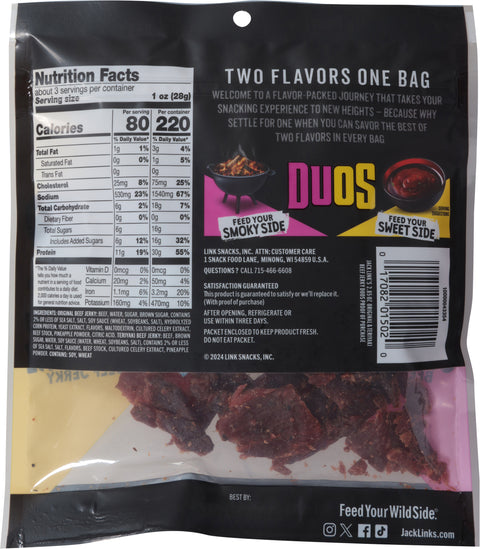Jack Link's Duos Original/Teriyaki Beef Jerky 2.85 oz