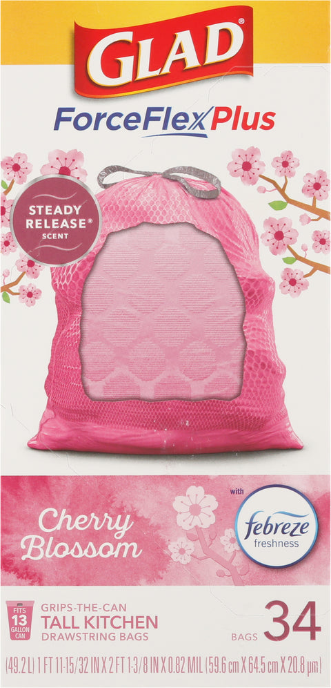Glad Tall Kitchen Cherry Blossom Trash Bags 34 CT
