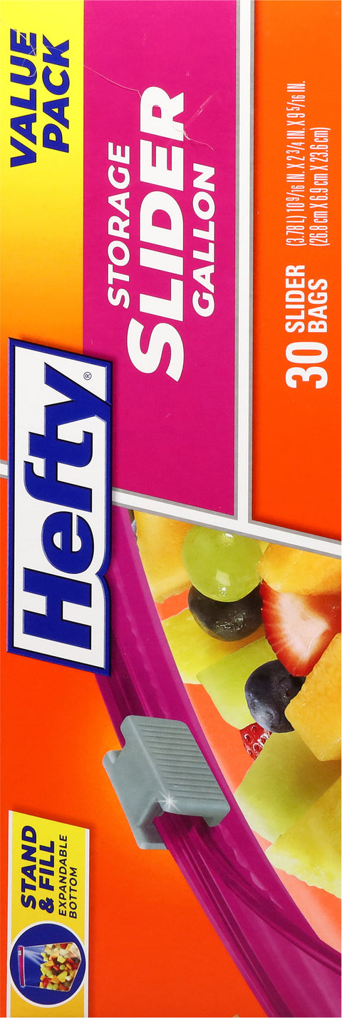Hefty Gallon Storage Slider Bags Value Pack 30 ea