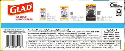 Glad ForceFlex Plus Febreze Fresh Clean 20 Gallon X-Large Kitchen Drawstring Bags 30 CT