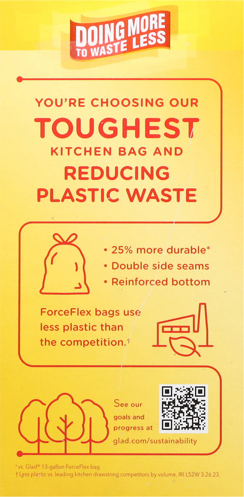Glad Drawstring Force Tall Kitchen Bags  34 CT