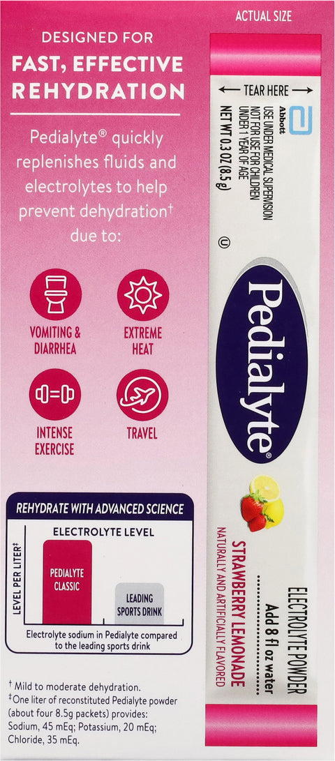 Pedialyte Strawberry Lemonade Electrolyte Powder 8