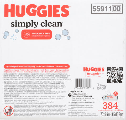 Huggies Simply Clean Fragrance Free Wipes 6
