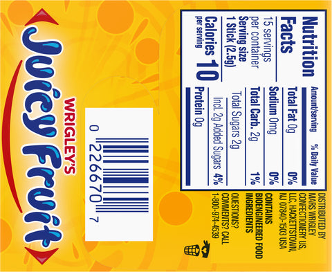 Wrigley Juicy Fruit Gum 15 CT