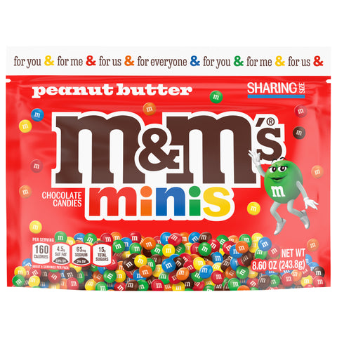 M&M's Peanut Butter Chocolate Candies Minis Sharing Size 8.60 oz - 8 Pack