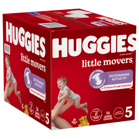 Huggies Little Movers Baby Diapers, Size 5, 58 Ct