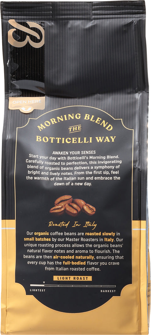 Botticelli High Caffeine Premium Organic Ground Light Roast Morning Blend Coffee 10 oz