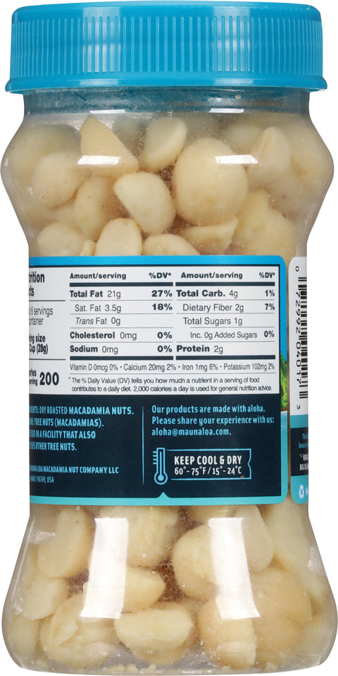 Mauna Loa Dry Roasted Unsalted Macadamias 6 oz
