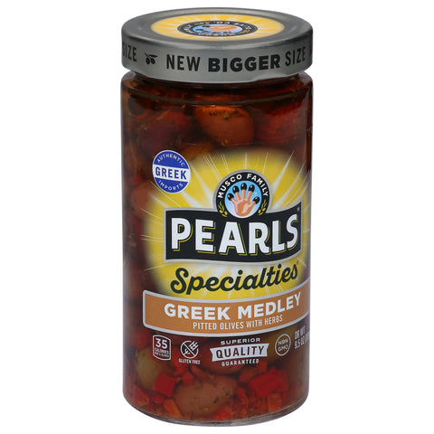 Pearls Specialties Pitted Greek Medley Olives with Herbs 9.5 oz