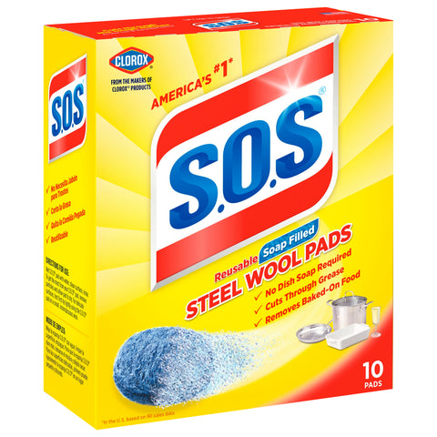SOS Cleaner Pads Steel Wool Soap 10 CT