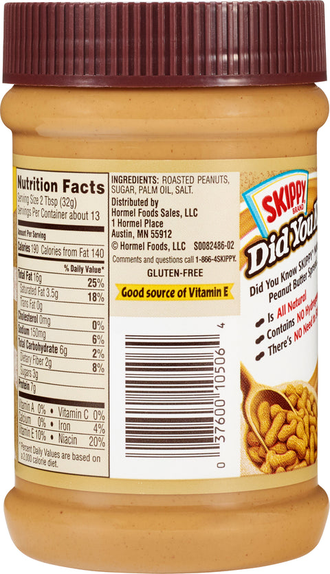 Skippy Natural Peanut Butter Creamy 15 OZ