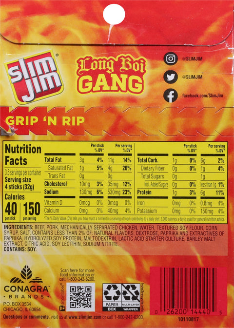 Slim Jim Original Smoked Snack Sticks 3.92 OZ