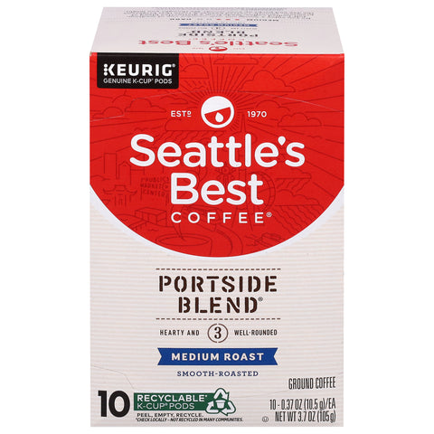 Seattle's Best Coffee Medium Roast Ground Portside Blend Coffee 10 - 0.37 oz K-Cup Pods - 6 Pack