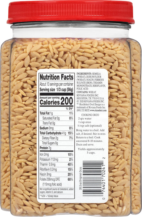 Rice Select Original Orzo Pasta 26.5 OZ